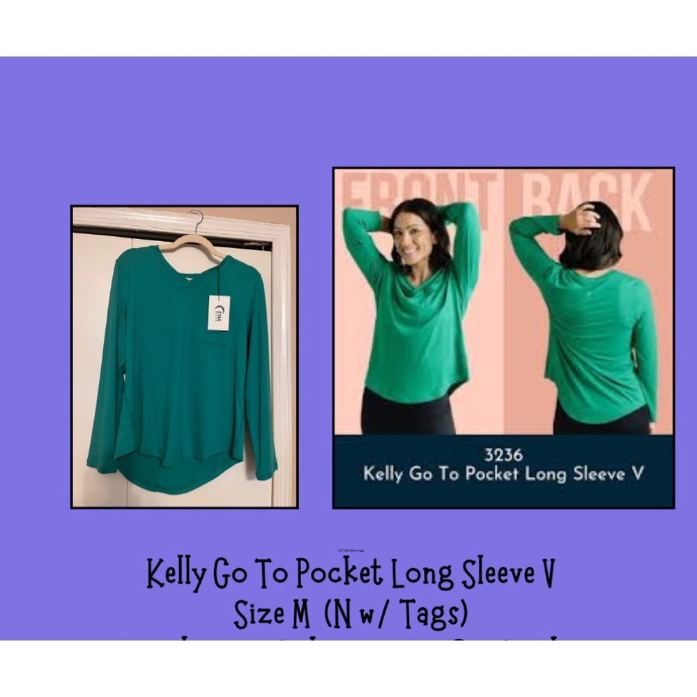 ZYIA Kelly Go To Pocket Long Sleeve V (M) NWT
